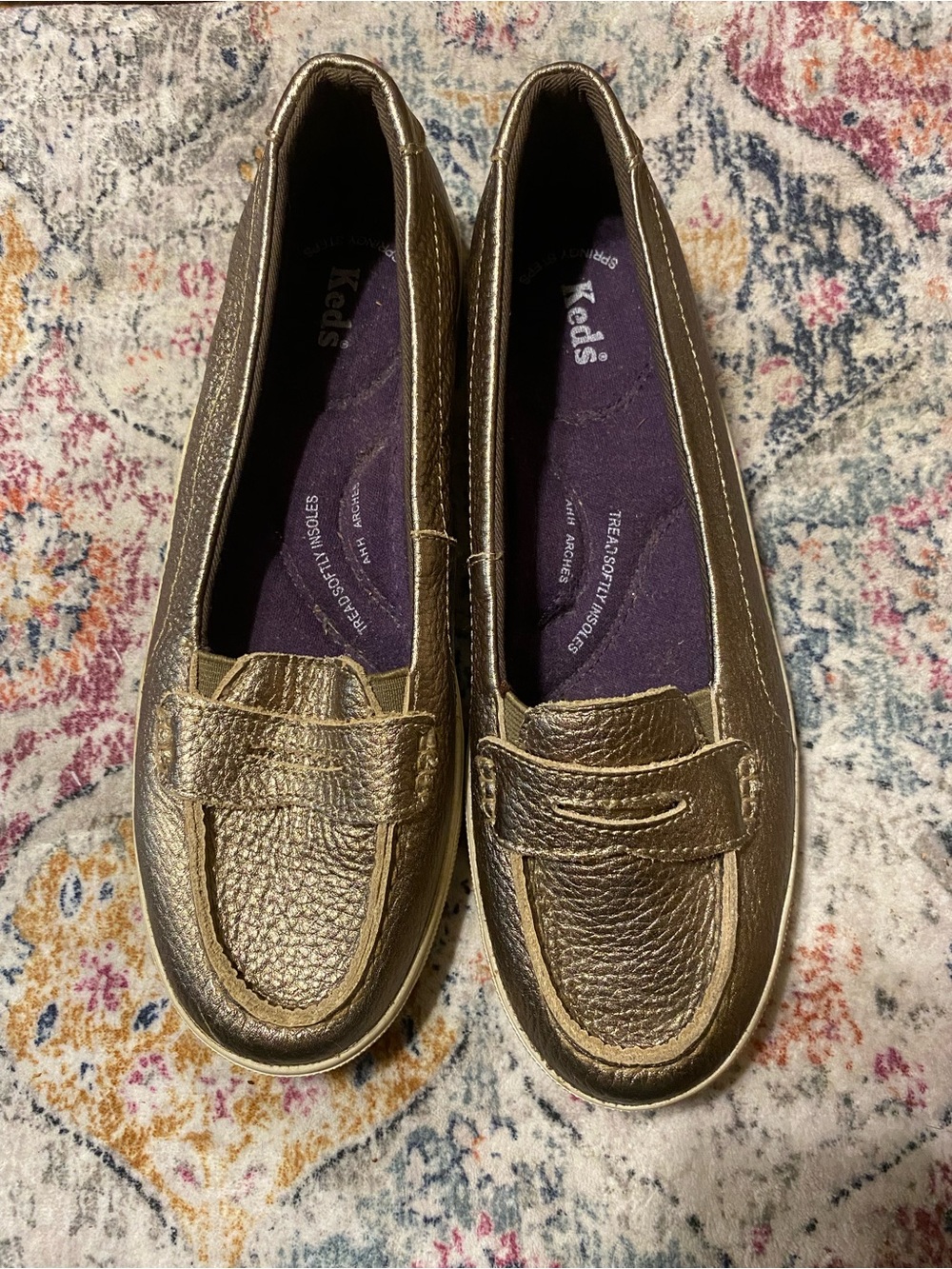 Keds Metallic Gold Penny Loafers